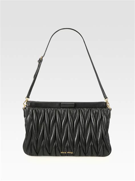 clutch miu miu matelasse|Black Matelassé Leather Clutch .